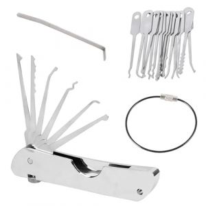 GJKLO 20 en 1 de 1 kit crochetage serrure kit de crochetage de serrure, serrure à clé,crochet kit, clé passe partout,clef passe partout,adapté aux débutants et aux professionnels (argent) (anqingguanxiang, neuf)