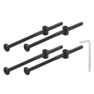 QUARKZMAN 4Pcs Vis &agrave; T&ecirc;te Hexagonale Avec &Eacute;crous &agrave; Barillet, M6 x 120mm &Eacute;crous de Baril de Boulon de Lit de Meubles de Douille Avec la Cl&eacute; pour des Lits de Chaises, Noir (QUARKZMAN, neuf)
