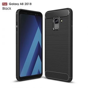 COPHONE&reg; Coque de Protection Compatible avec Samsung Galaxy A8 2018 Etui antid&eacute;rapent Coque Fibre de Carbone Noir Galaxy A8 2018 Housse Souple Haute Protection, Anti Choc (CoPhone, neuf)