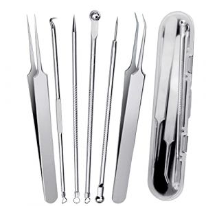 Extracteur Point Noir,6 Pcs Tire-Comédon Inox Professionnel Outil D'acné Pince（avec Boite）Blackhead Remover Outilour Tire Comédons, les Boutons et les Pustules (zhengxiaobing, neuf)