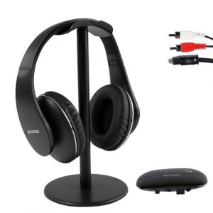 Retekess TA005P Casque TV sans Fil,Casque sans Fil pour TV avec Support, Version Améliorée de Deuxième Génération, Confortable à Porter, sans Latence Audio, avec écouteur, pour Seniors (RetevisDirect, neuf)