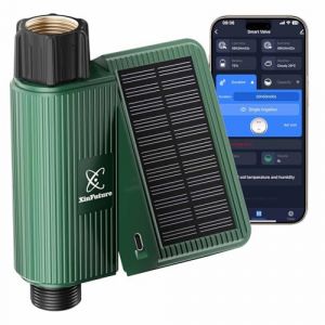 XinFuture Programmateur Arrosage WiFi 2 Voies & &Eacute;nergie Solaire et Charge USB-C, Minuteur Arrosage Automatique avec Contr&ocirc;le APP,Minuterie D'irrigation Programmable et Arrosage &agrave; Distance (OlsenXF, neuf)