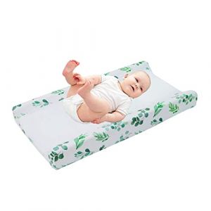 Housse de Matelas à Langer pour BéBé, Douce et Respirante Housse de Table a Langer en Coton, housse de protection matelas à langer amovible, Housse de lit Extensible nouveau-né, Feuilles Blanc (iShang Direct, neuf)