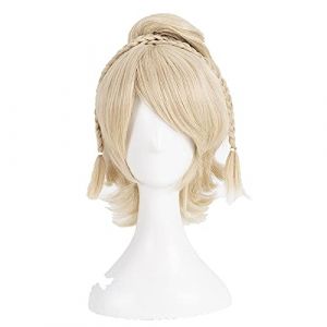 LINLINCD Perruque de cosplay Final Fantasy Xv. Lunafreya NOX Fleuret Princess Luna Cosplay Perruque courte blonde résistante à la chaleur + bonnet de perruque (qiu lai shan mao hang, neuf)