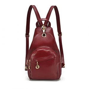 PORRASSO Femme Sac de Poitrine Petit Sacs à Dos Mode Sac à Bandoulière Fille Étanche PU Cuir Sacoche Sac D'épaule la Randonnée Voyager Camping Sling Bag Vin Rouge (facemurto OÜ, neuf)