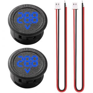 VooGenzek 2 Pièces 5V-100V Voiture DC Numérique LED Voltmètre Affichage, Voltmètre Circulaire à Deux Fils, avec Protection Anti-connexion, pour Moto Bateau Camion, Bleu (VooGenzek, neuf)