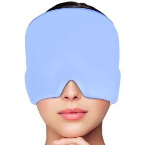 Masque Migraine 180° - Bonnet Migraine Relief Cap, Migraine Relief Cap Conception Monocouche, Headache Hat Les Sinus Et Le Stress, Poche de Glace en Gel Chaud Et Froid (Bleu) (YFCVIP-EU, neuf)