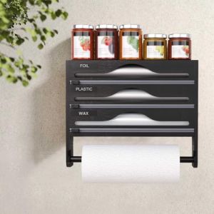 Derouleur Film Alimentaire, Distributeur Film Alimentaire avec Coupeur et Porte Sopalin Cuisine, Distributeur Papier Aluminium et Film, Support de Rangement pour Mural/Tiroir de Cuisine (TaiYuanLingHuiWangLuoKeJiFuWuYouXianGongSi, neuf)