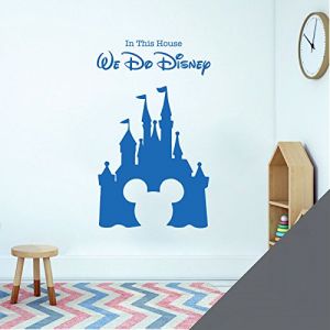 Sticker mural inspiré de Disney pour chambre à coucher - We Do Disney - Château, Mickey Mouse [Gris foncé] (Wall Designer UK, neuf)