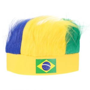 GALPADA Postiche Chapeau Bandeau Bonnet &Eacute;lastique Respirant pour Supporters de Football Casquette de D&eacute;guisement Br&eacute;sil Homme Accessoire de F&ecirc;te Polyester Pr&eacute;sent Fans (Martin Peng, neuf)