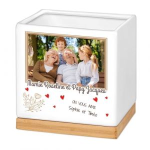 Maverton Pot de Fleur en c&eacute;ramique - personnalis&eacute; - Pot Plante int&eacute;rieur - pour Bonsai et succulentes - pour Couples - Parents - Anniversaire de Mariage - pour No&euml;l - d&eacute;co - pour Mamie et Papy (MAVERTON, neuf)