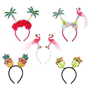 OATIPHO Lot De 5 Bandeaux Hawa&iuml;ens Luau Style Tropical Pour La Plage Pour Enfants Accessoires Pour Cheveux Style Flamant Rose Ananas Th&egrave;me F&ecirc;te -T&ecirc;te Tropical En Plastique (Tsun Ki-sung, neuf)