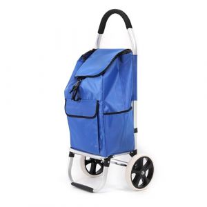 43.5Litres Aluminium Chariot de Courses Pliable avec Compartiment étanche, Grand Caddie Course, Chariot à roulettes, cadie a roulettes de Courses, Sac a Roulette Course, Shopping Trolley - Bleu (Trade 2u, neuf)