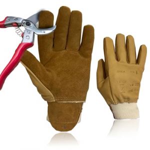 Gants ANTI COUPURE en Cuir Français - Doublure KEVLAR pour Protection Épines Ronces - Jardinage Industrie et Bricolage - Manipulation Barbelés ou Pièces Tranchantes - Certifié EPI (ARLOUAN, neuf)