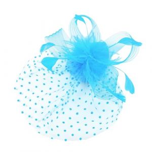Serre-tête bibi à plumes pour femme - Serre-tête de mariage, cocktail, fleur en maille - Pince à cheveux (BU2, taille unique) (ZJens, neuf)