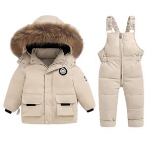 Enfant Combinaison de Ski Hiver Bébé 2 Pièces Doudoune Manteau avec Neige Bavoir Pantalon Garçons Filles Combinaisons de Neige Vêtements Blanc 2-3 Ans (BRONG, neuf)