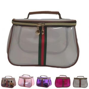 Sac &agrave; maquillage vintage r&eacute;tro, Vanity Bag luxe pour femmes, Organisateur de toilette transparent imperm&eacute;able grande capacit&eacute;, Pochette de rangement cosm&eacute;tique portable pour voyage(Transparent) (Living Novo, neuf)