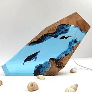 FTVOGUE Lampe Lumineuse en Bois de Résine, Lumières LED de Grand Plongeur et de Baleine à Bosse, Veilleuse pour Lampe de Bureau (1) (Astyer-K, neuf)