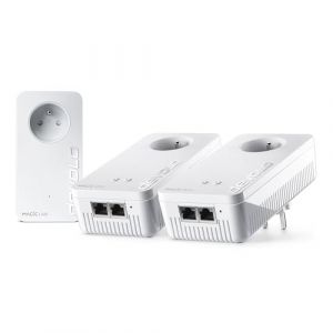 devolo Magic 2 WiFi 6 Kit Multiroom, adaptateurs CPL WiFi, jusqu'&agrave; 2.400 Mbits/s, WiFi Mesh, 2x port Ethernet Gigabit, prise integr&eacute;e, blanc (Numero Un0, neuf)