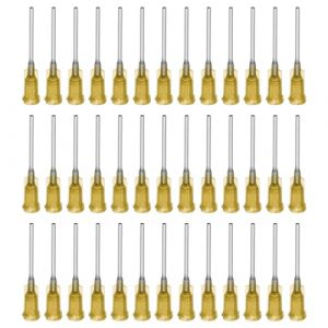 QUARKZMAN Aiguille industrielle à bout émoussé 17G 1 pouce de longueur avec connecteur à vis de verrouillage Luer, aiguille de distribution pour pistolet à colle liquide, 40 pièces (jaune) (QUARKZMAN, neuf)