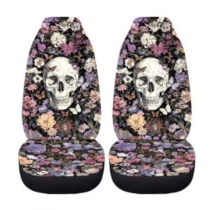 Xoenoiee Housse de siège de voiture avec motif tête de mort vintage - Housse de siège avant pour camions, SUV, Jeep - En polyester - Pour véhicules automobiles (周口德梁商贸有限公司, neuf)