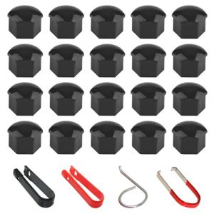 Xynovate 19mm Capuchon d'&eacute;crou de Roue, Haute Qualit&eacute; Boulon Ecrou Couvre, Cache-&eacute;crous de Pneu Hexagonaux avec Ensemble d'outils de D&eacute;montage pour Voitures (Noir) (Jiongqingmaoyi, neuf)