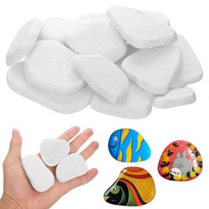 kebitedamai 15 Pi&egrave;ces Galets a Peindre, 5-8 cm Pierre Blanche, Pierres &agrave; Peindre, Cailloux Blanc, Pierres Plates pour Peintures, Galets Decoratif pour D&eacute;coration de Jardin Vase Aquarium DIY Artisanat (KeBiTeKeJi, neuf)