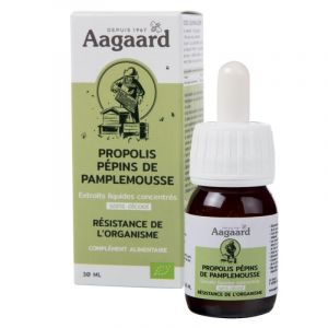 Gouttes PROPOLIS + Pépins de PAMPLEMOUSSE SANS ALCOOL 30ml - Aagaard (Clairenature, neuf)