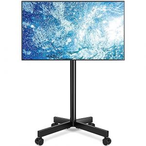 RFIVER Support TV roulettes Chariot Meuble TV Pied Plasma/LCD/LED de 23-55Pouces, Montage mural, Mobile TV sur Pied Pivotant et Réglable en Hauteur Max VESA 400x400 mm,Max de 40kg (5Rcom, neuf)