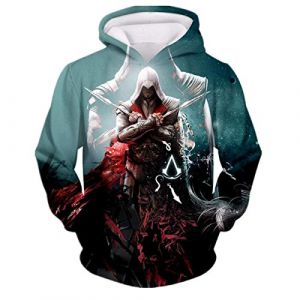 CHENMA Hommes Assassin's Creed Cosplay 3D Imprimer Pull Sweat &agrave; Capuche avec Poche Kangourou (CHENMA-EU, neuf)