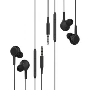 Lot de 2 écouteurs jack 3,5 mm avec fil micro pour téléphone compatible avec Samsung Ordinateur Android Oreillette Ear Bruit Headphones Audio Câble audio Musique Sport Headset PC PS4 MP3 Connecto (cjjie, neuf)