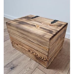 Caisses en Bois Avec Couvercle Fermant - Solution &Eacute;l&eacute;gante et Pratique de Rangement pour Votre Maison 40x30x26 (Effet Br&ucirc;l&eacute; Caisses en bois avec couvercle, 40x30x26) (SetCrates, neuf)