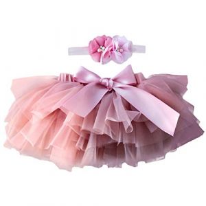 YONKOUNY Tutu B&eacute;b&eacute; Fille Super Doux Nouveau-N&eacute; Naissance Jupe Tutu en Tulle Princesse Mini Jupes Princesse Costume Ballet Skirt (Rose Fonc&eacute;, 6-12 Mois) (YONKINY, neuf)