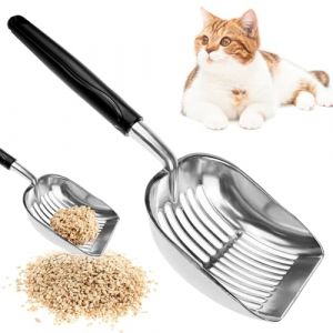 LTHERMELK Pelle à litière en métal pour chat, pelle à litière avec poignée, pelle à litière pour chat avec support, outil de nettoyage facile, antiadhésif, ramasse-crottes pour chats, chiens, animaux (DCYB, neuf)