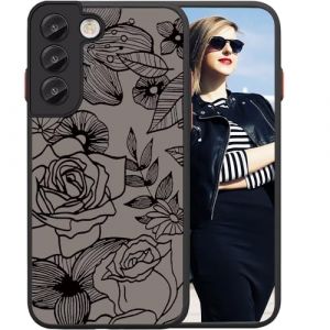 POUHYE Coque pour Samsung Galaxy S22 5G Etui, Case de Protection Antichoc en Silicone Souple, Coque Mate Translucide Anti-Rayures Dur PC, Housse Prot&eacute;ger L'appareil Photo, 3D Imprim&eacute; Rose Design (SUPGUARD-EU, neuf)