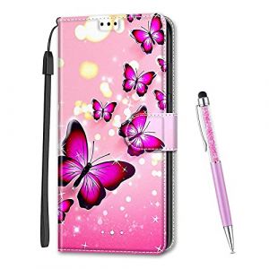 MadBee Coque Compatible avec Samsung Galaxy J6 Prime / J6 Plus, Imprim&eacute; Color&eacute; Motif Portefeuille Housse en Cuir synth&eacute;tique avec Support et Cartes Compartiments pour Galaxy J6 Prime (Papillon A) (Mo-Beauty EU Store, neuf)