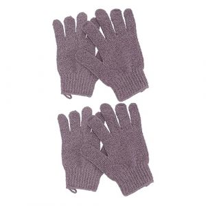 PartyKindom Moufles Exfoliants Bain Lot De 2 Paires Taille Unique En Tissu Extensible Violet Lavage Corps Bain Hommes Femmes Sauna (Brushira, neuf)