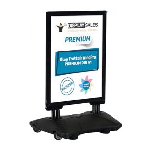 DISPLAY SALES Stop trottoir ext&eacute;rieur WindPro&reg; PREMIUM | Chevalet trottoir au format DIN A1 | Panneau publicitaire ext&eacute;rieur A1 noir | Utilisable des deux c&ocirc;t&eacute;s pour 2 affiches (DISPLAY SALES, neuf)