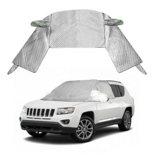 Housse de pare-brise de voiture pour berline 2 portes 3 bo&icirc;tes Berline, pare-soleil de fen&ecirc;tre avant avec housse de r&eacute;troviseur lat&eacute;ral, protection contre la neige et le gel (argent, SUV) (cooponmile, neuf)