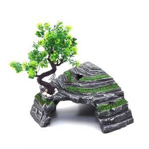 Omem - Abri pour reptiles - Terrarium - Cachette - Rampe pour tortue - Plateforme - Décoration d'habitat - Humidificateur - Cachette en résine (FSOMEM, neuf)