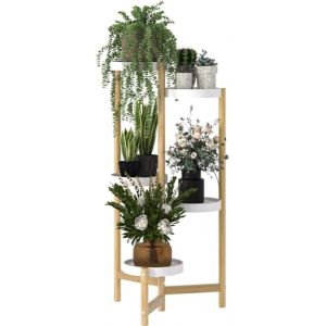 unho Porte Plante en Bambou: Étagère Plantes à 5 Niveaux Escalier Plantes sur Pieds Intérieur Extérieur pour Salon Balcon Jardin Bureau Charge Maximale 10kg x 5 (UNHO, neuf)