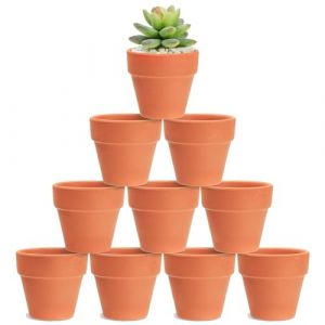 HDKAJL 10 Terre Cuite Mini Pots de Plante/de Fleurs/de Poterie en Argile, en Céramique avec Trou de Vidange, pour Cactus Intérieur Extérieur Plantes Maison Succulentes (KLKJQ, neuf)