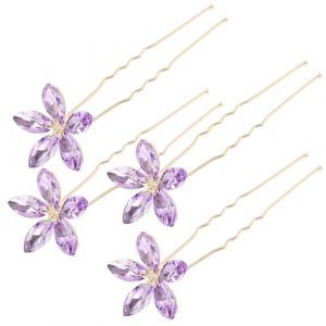 ELAYARD &Eacute;pingles &agrave; Cheveux Strass Violet en Alliage Forme U Lot de 4 pour Mariage et Coiffures Formelles Femmes et Filles (Heyyii, neuf)