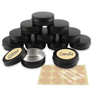 YANCAER 50 Pièces Pots en Aluminium Noir Mat de 60ml avec Couvercle - D68mm x H27mm Vide Ronde Cosmétiques Pot Conteneurs de Voyage pour Maquillage, Crème, Baume à Lèvres, Mini Bougies (CaYanear, neuf)