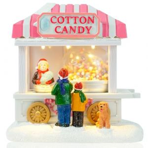 TIN Dreams| Figurine Stand de Barbe à Papa avec Mouvement et Lumières LED| Scène de Noël Animée| Maison Illuminée pour Village Miniature, Accessoire Christmas | Décoration de Noël pour la Maison (TIN DREAMS FACTORY, neuf)