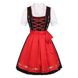 Dirndl Robe Midi pour Femme Costume Bavarois Vintage Grande Taille Courte pour Fête De La Bière Tenue Bavaroise Festival ÉLégante Vêtements De Costume (MAIE25, neuf)