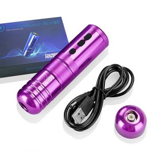 U8 Pistolet &agrave; tatouer sans fil avec r&eacute;glage pr&eacute;cis de la fr&eacute;quence, options de tension multiples de 3 &agrave; 12 V, alimentation 2200 mAh, &eacute;cran couleur HD de 2,5 cm, utilisation pour les tatoueurs (violet) (Blackbudda, neuf)