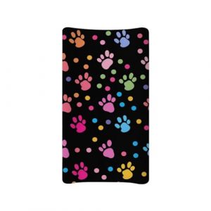 BYCHECAR Housse de matelas &agrave; langer motif patte de chien &agrave; pois pour b&eacute;b&eacute; gar&ccedil;on et fille - Douce et respirante - Noir (BYCHECAR, neuf)