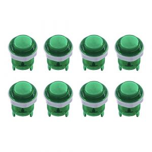 SJ@JX Lot de 8 boutons arcade 28 mm Push LED pour clavier MX Microswitch Vis de type Light Button pour Arcade Game MAME Jamma Joystick Raspberry Pi Machine E Vert (SJ-JX EU, neuf)