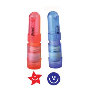 StampsDirect Lot de 2 tampons-encreurs à cartouche pour enseignants Motifs étoile rouge souriante et smiley bleu 8 mm (Education Enchantée, neuf)